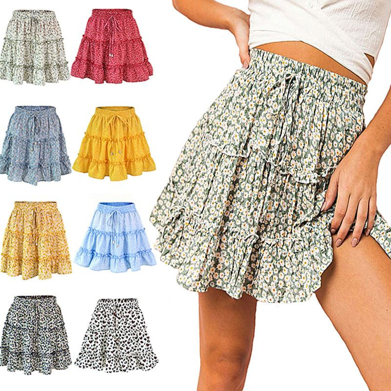 欧洲站 Skirt Summer Flared Ruffle Beach Mini Skirts Fem|ruв категории Женская одежда, юбка - от Buy2taobao.com для оказания профессиональной услуги покупки агента Taobao