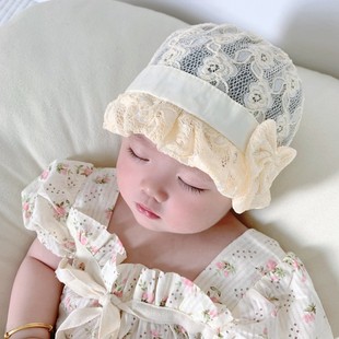 婴儿帽子春季薄款女宝宝遮阳帽透气公主帽防晒可爱婴幼儿凉帽夏天