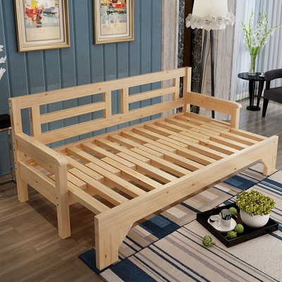 实木沙发床推拉折叠书房双人图片