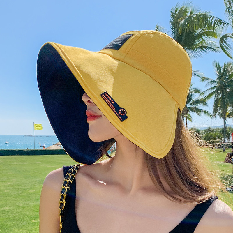 帽子女防紫外线夏季骑车遮阳帽遮脸韩版空顶太阳帽大帽檐潮帽