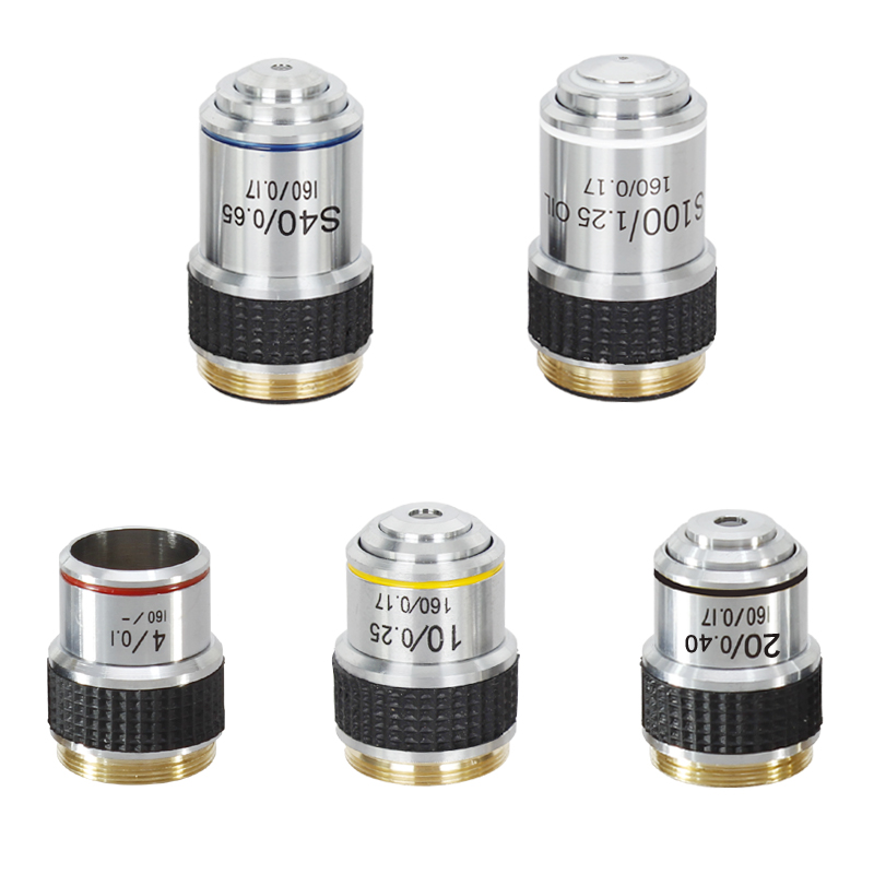 显微镜 全金属185消色差物镜立体镜 4x 10x 20x 40x 100x 超清晰