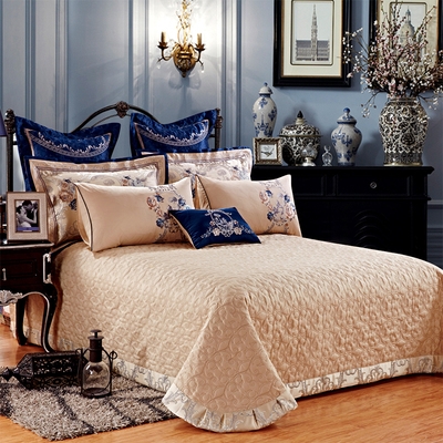 欧式高档奢华样板房纯棉床单四件套贡缎提花被套床盖六八十l件套