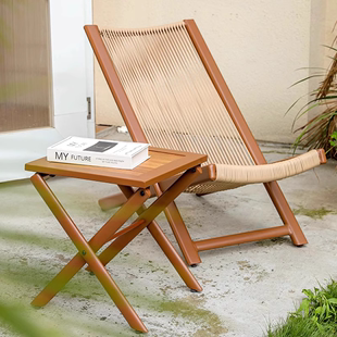 阳台椅躺椅新中式藤编椅子家用喝茶午休休闲藤椅花园庭院户外桌椅
