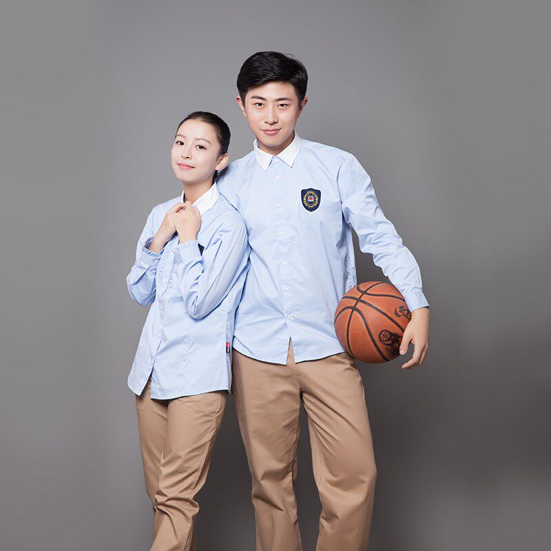 厂家定制金鸟 宁波市四明中学长袖衬衫套装
