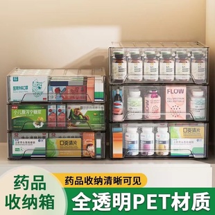 透明药箱抽屉式家用医药箱家庭装大容量药物收纳盒药品分类收纳箱