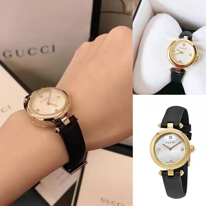 gucci/古驰手表女全智贤同款古奇皮带贝母表盘石英表腕表ya141505