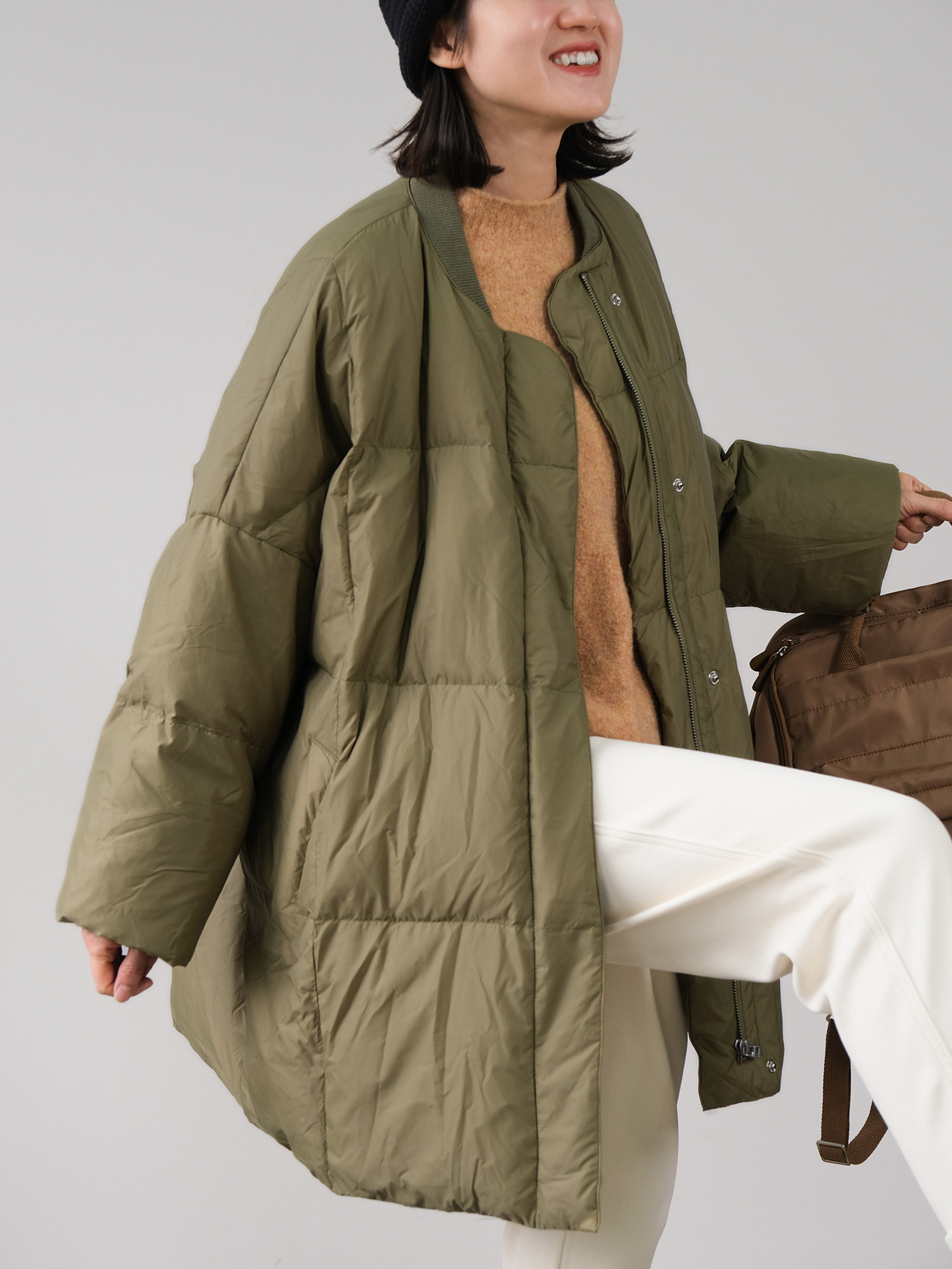 远家90白鸭绒中长羽绒服棒球领休闲保暖外套冬y-127限量