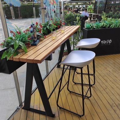 阳台室户外x露天防腐实木高脚长条桌咖啡厅酒吧奶茶店靠窗吧台桌