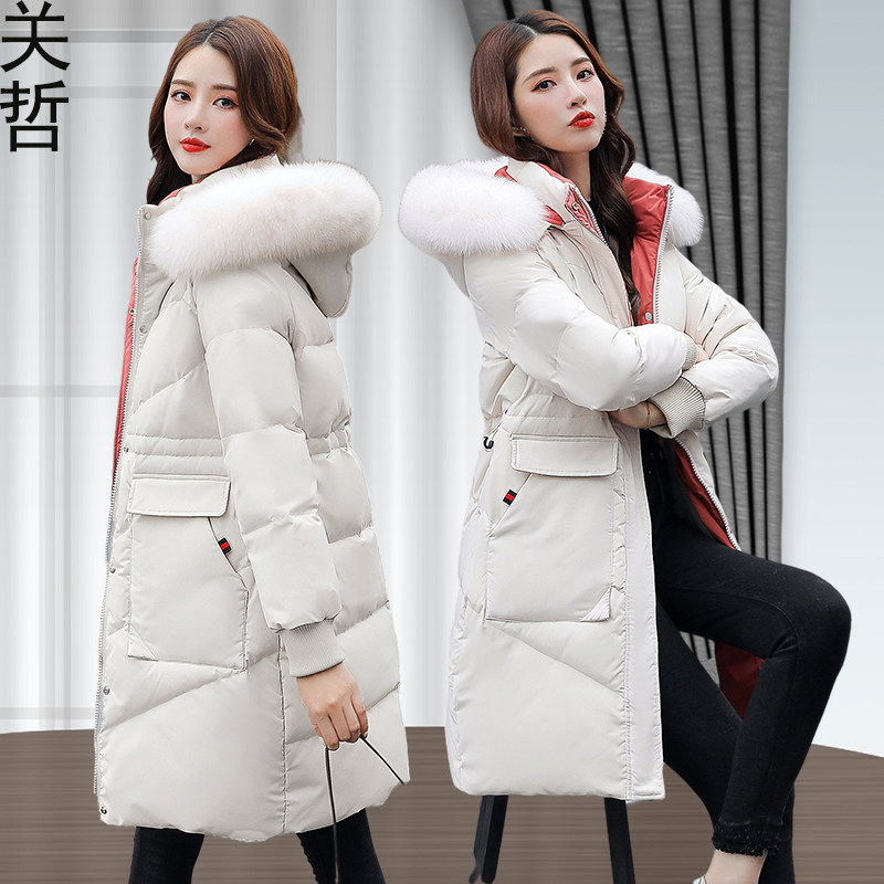中年妈妈羽绒服女中长款白鸭绒