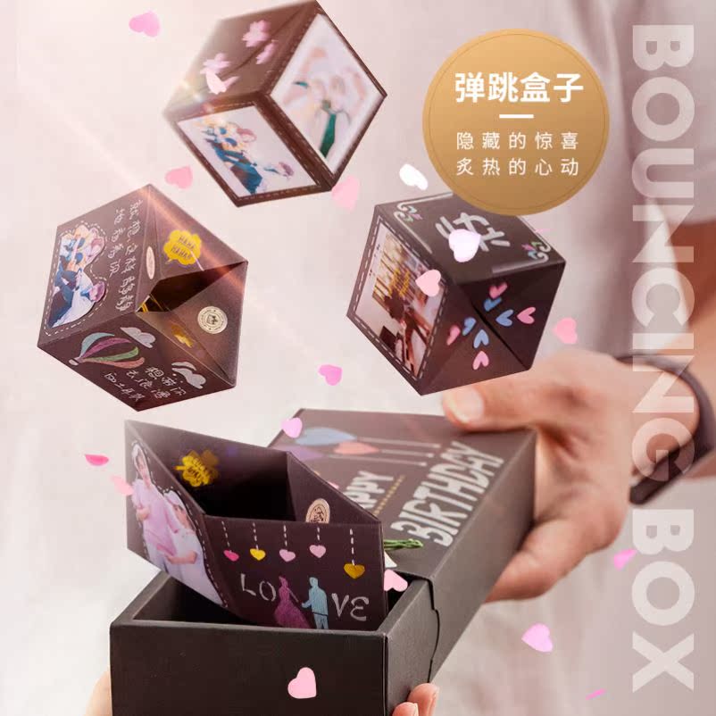 弹跳盒子创意爆炸礼盒惊喜diy成品浪漫纪念圣诞节乳胶母亲耐用生在类目 节庆用品/礼品, 创意礼品, 相册/相簿中 - 来自Buy2taobao.com提供专业的淘宝代购服务