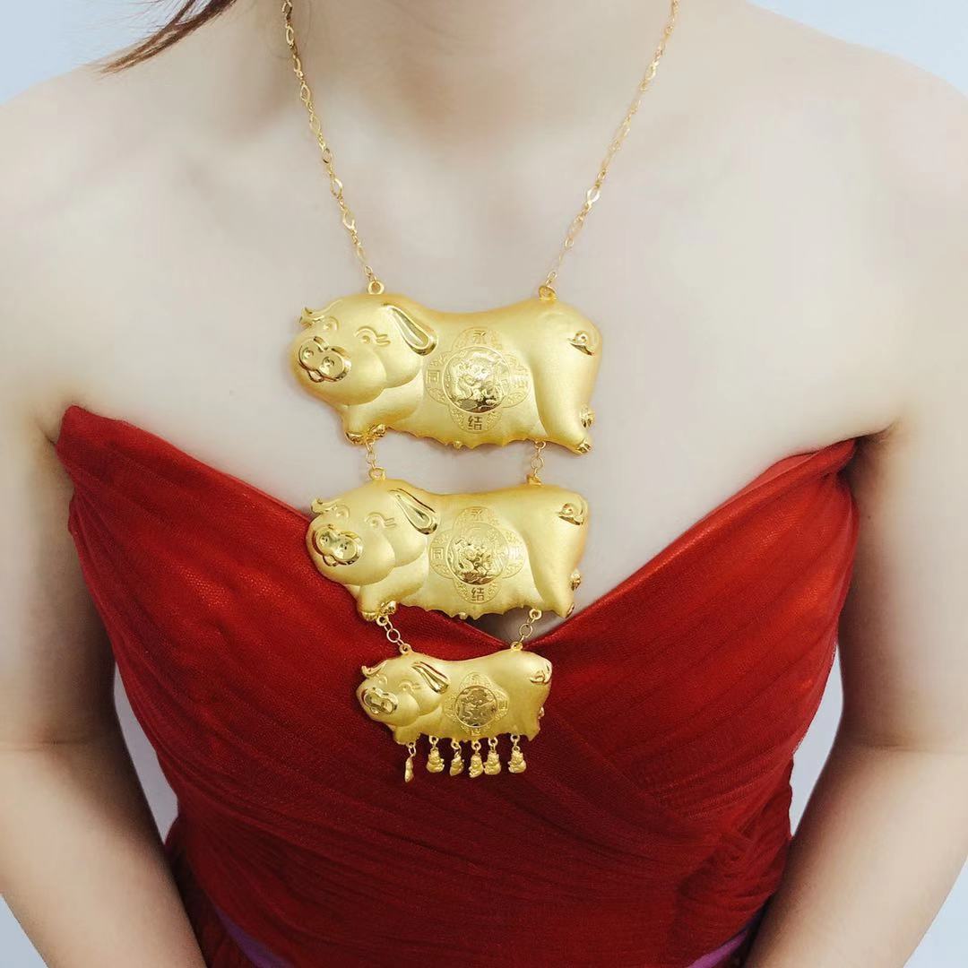 出租赁9999真黄金猪牌项链2只款金猪26g款芝麻信用免押免赔包邮