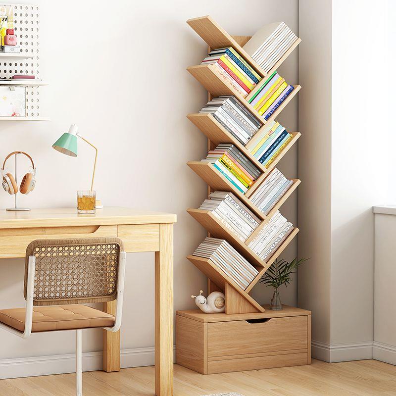 .简易隐形书架置物架落地客厅家用架子卧室靠墙树形收纳架小型书