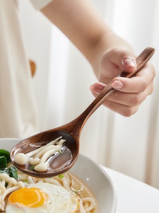日式长柄大汤勺实木勺家用吃饭调羹拌干饭勺子木质吃面喝汤拉面勺