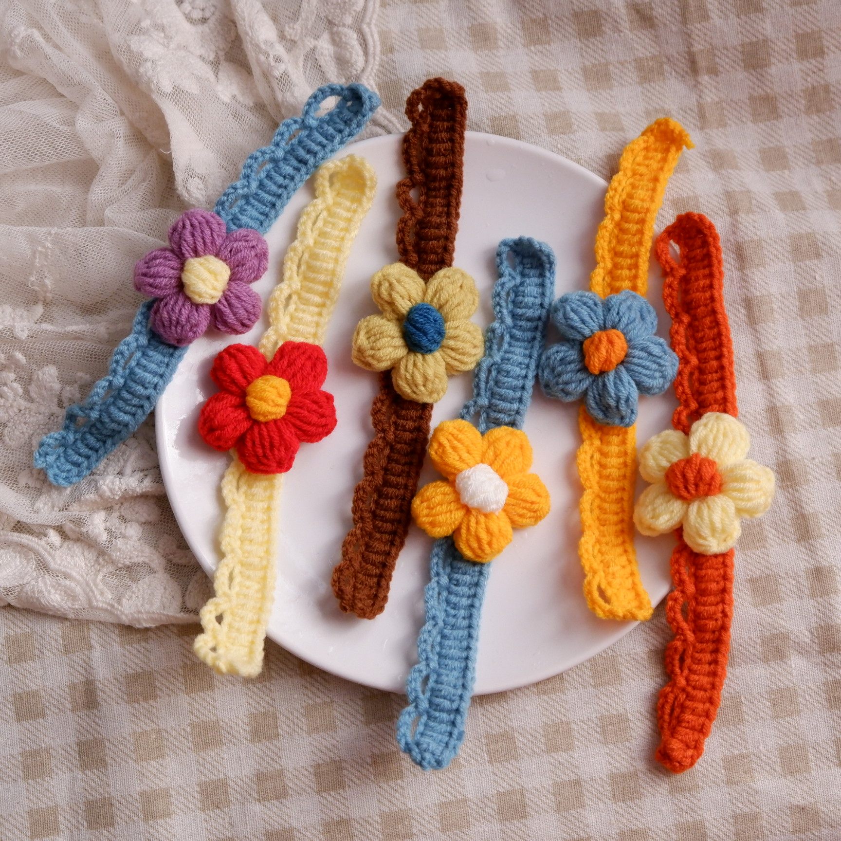 01宠物项圈花朵针织猫咪手工编织毛线材料包脖圈脖子英短美短diy