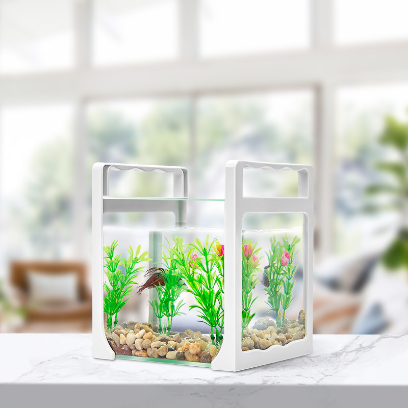 亚克力塑料金鱼鱼缸懒人迷你小型桌面客厅创意孔雀斗鱼缸专用透明
