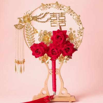新婚夫妇礼物 实用送新人中式diy自制扇子手工喜扇出嫁遮面材料包