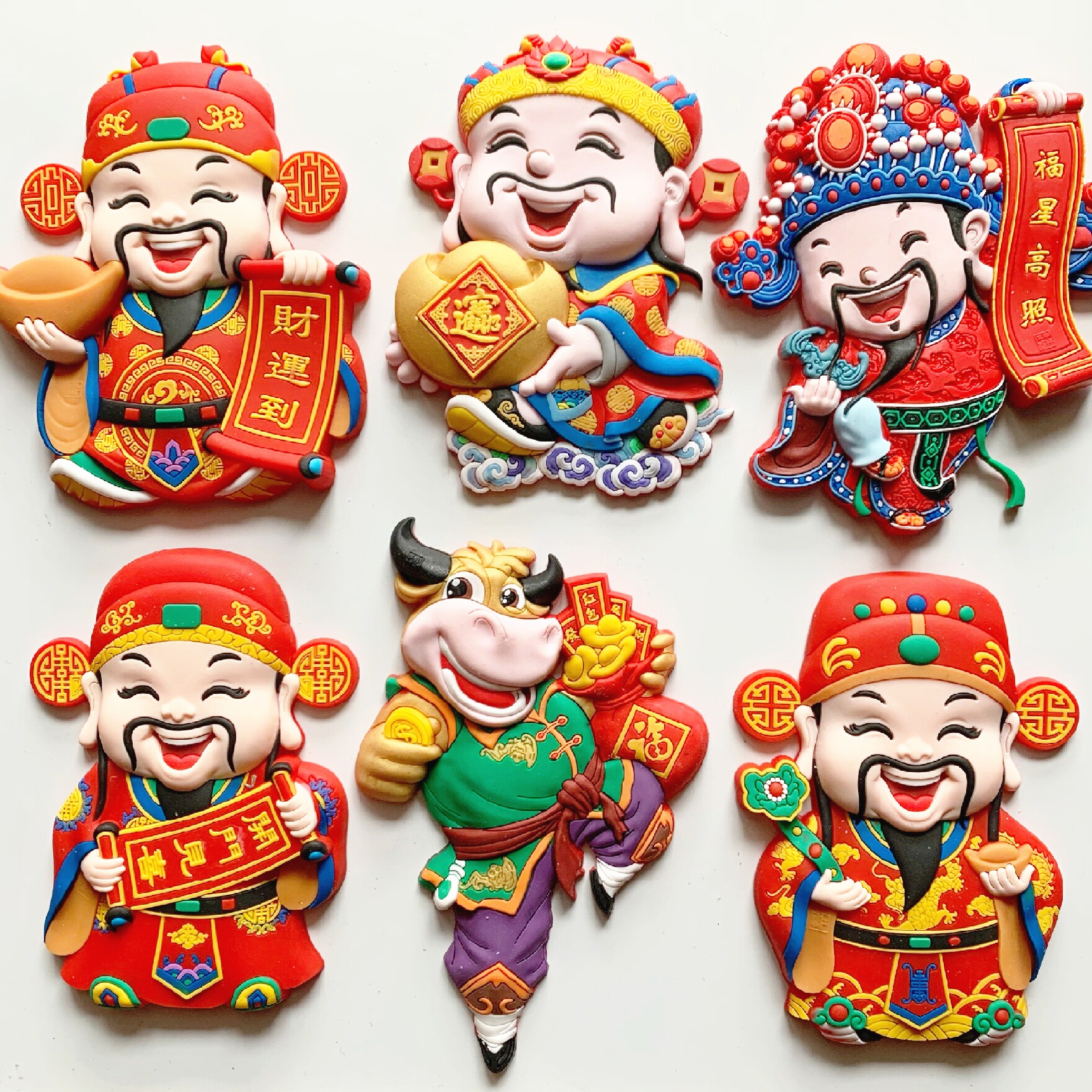 你吃过大闸蟹么冰箱贴的优惠券大全—新款硅胶财神福禄寿冰箱贴磁贴