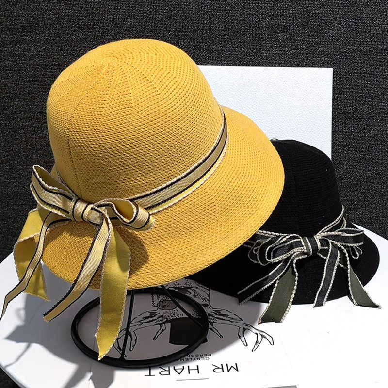 女士帽子洋气漂亮的防晒帽遮脸遮阳帽春款蝴蝶结时尚气质渔夫帽