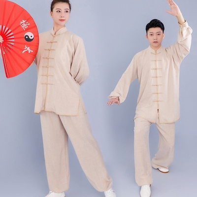 太极服女夏季棉麻练功服装男春秋中老年太极拳武术表演服特价清仓