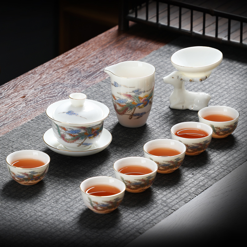 高档茶具红装奢华羊脂玉茶高玻璃功夫套茶具M档套装不烫手盖碗奢在类目 餐饮具, 茶具, 功夫茶具中 - 来自Buy2taobao.com提供专业的淘宝代购服务