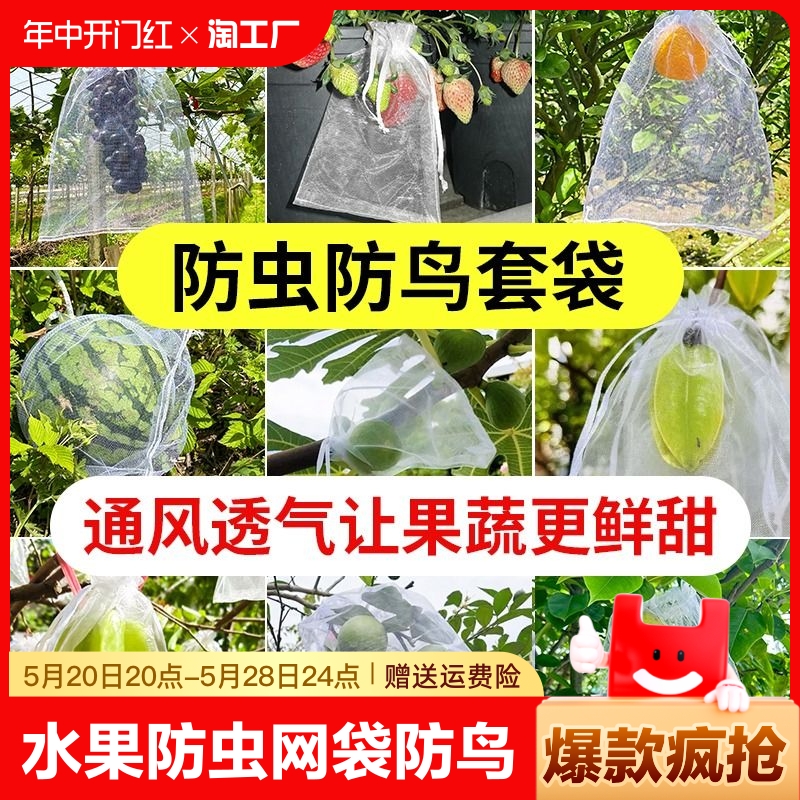 果树防虫网袋防鸟纱网袋保护葡萄袋无花果番石榴草莓套袋桃子套袋