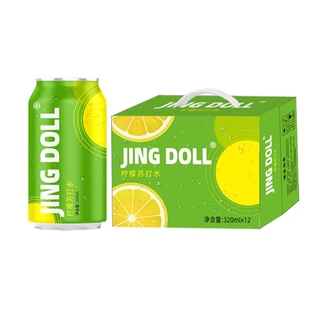 JING DOLL苏打水320ml*12罐整箱柠檬苏打清爽解腻