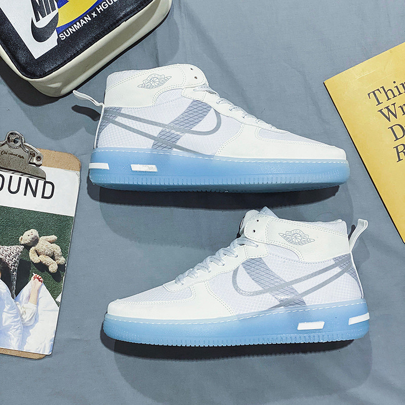 步万丝特步正品361aj男鞋潮流空军一号骨白冰蓝春秋款高帮运动202