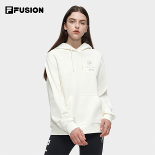 FILA FUSION斐乐潮牌女士连帽卫衣2023冬款时尚休闲潮流连帽上衣