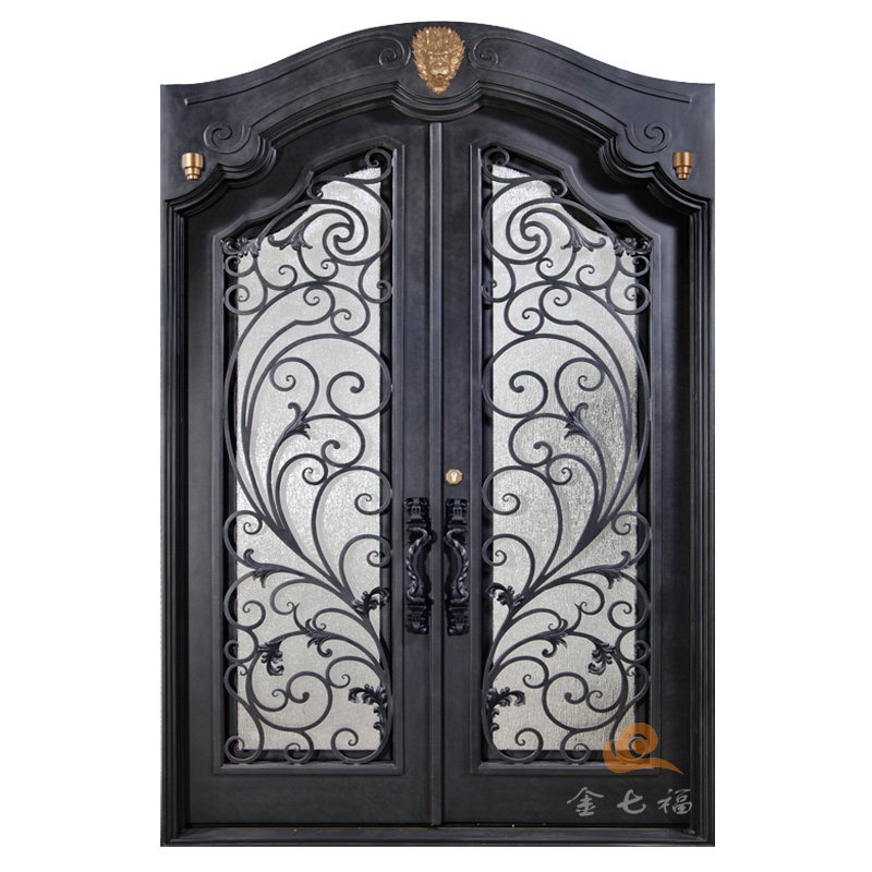 特价铁门防盗门_厂家定制别墅入户铁艺门双开玻璃大门欧式复古铁门可