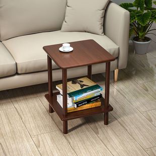 新中式长条茶几茶几小户型沙发小桌子长方形实木腿子双层靠墙边
