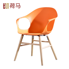 实木简约扶手餐椅椅子设计师创意会客椅咖啡厅椅洽谈椅镂空接待椅
