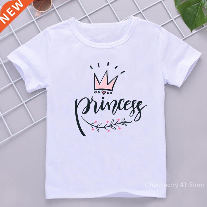 Crown Princess T Shirt Kids Girls Clothes White Short Sve