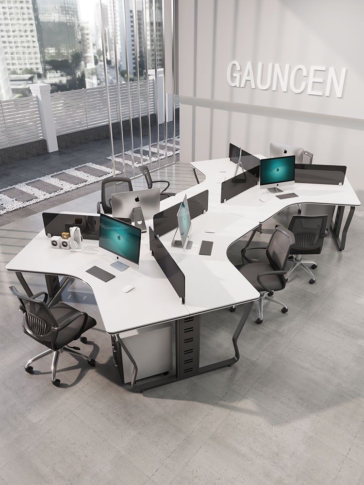 职员办公桌椅组合4/6人电脑工位办公室简约现代六人位卡座员工桌