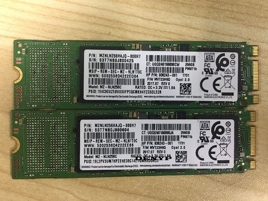 samsung/三星pm871b 256g 936243 936240-002m2.0ngffhp固态硬盘