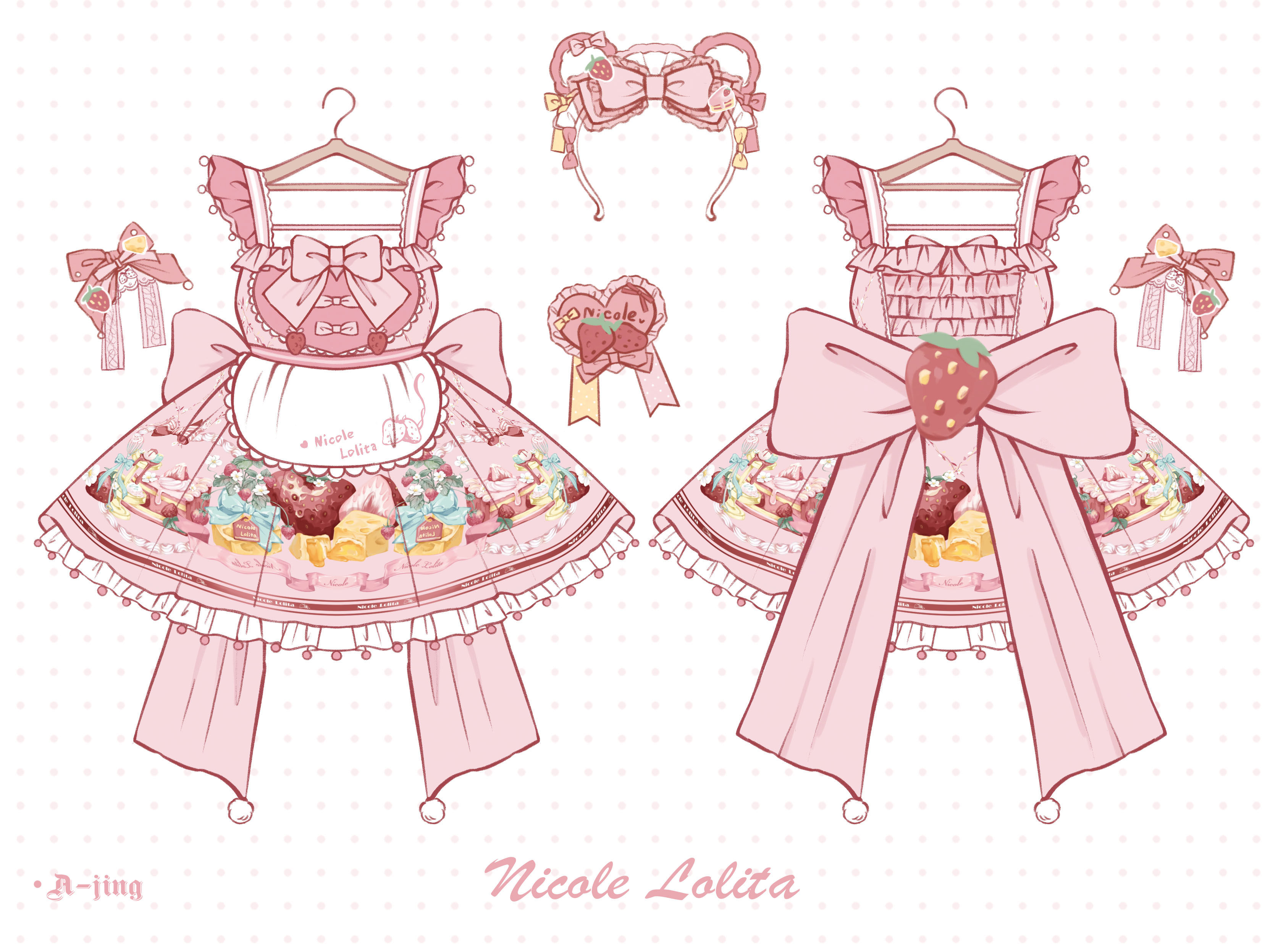 意向金【莓芝芝】【nicole lolita草莓甜心】原创设计呲甜洋装