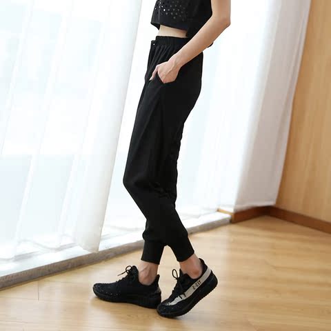 运动裤女夏季薄款宽松跑步裤子小脚收口束脚长裤束腿收脚速干裤