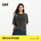 森马短袖T恤女中长款纯棉做旧oversize夏2025新款蝴蝶结破洞衣服