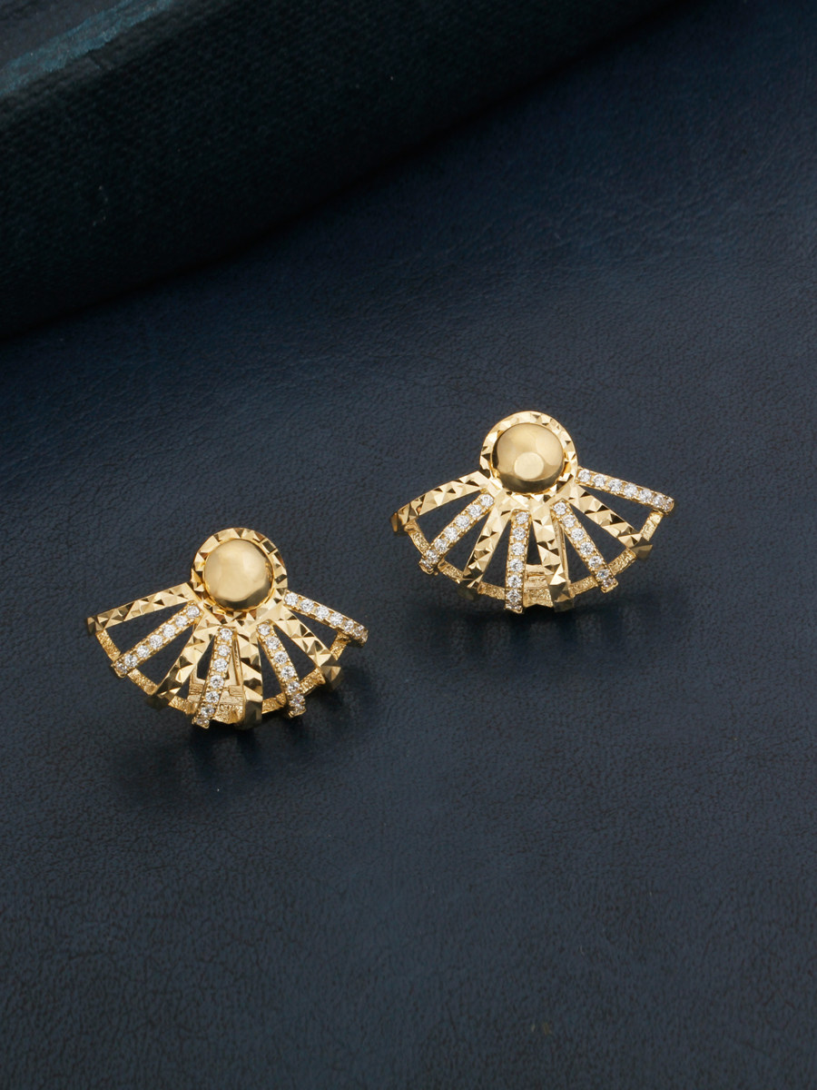 geunyeon瑾妍14k黄金耳环女简约大气扇形个性夸张彩金耳饰耳环