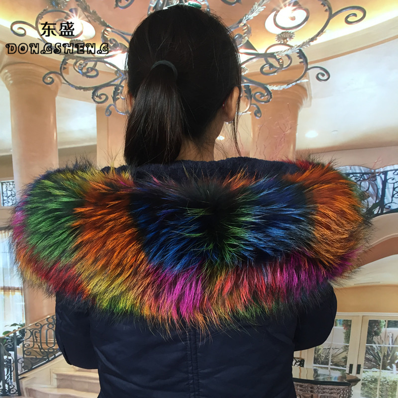 一折毛领子 貉子毛 真毛 彩色