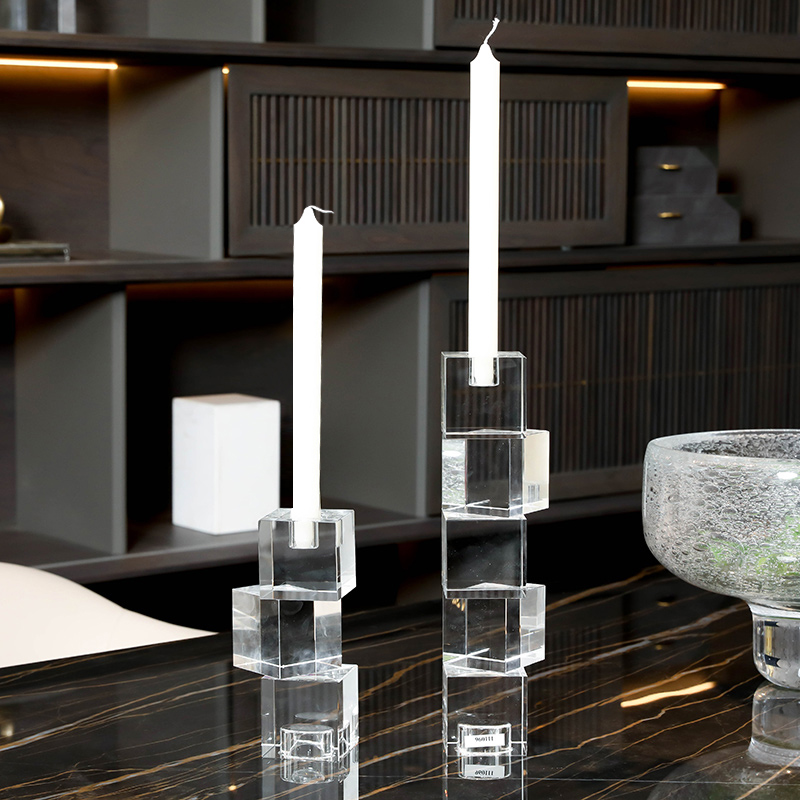 K9水晶玻璃烛台欧式轻奢家用浪漫蜡烛台摆件餐桌烛光晚餐烛台