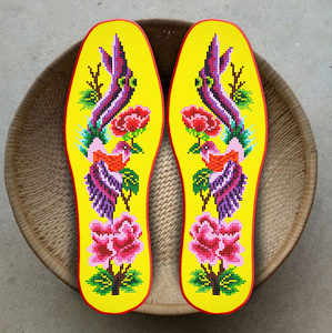 印花新款正品聋女手工十字绣鞋垫图样图纸黄底紫凤凰130正版代发