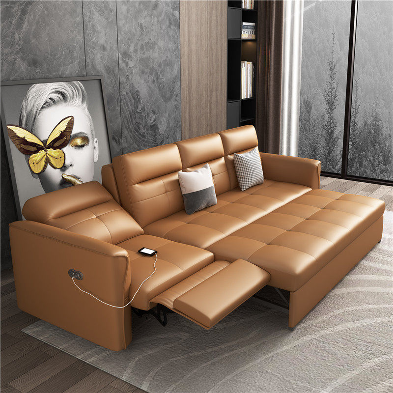 轻奢真皮多功能头等太空舱沙发床两用可折叠双人储物简约客厅沙发