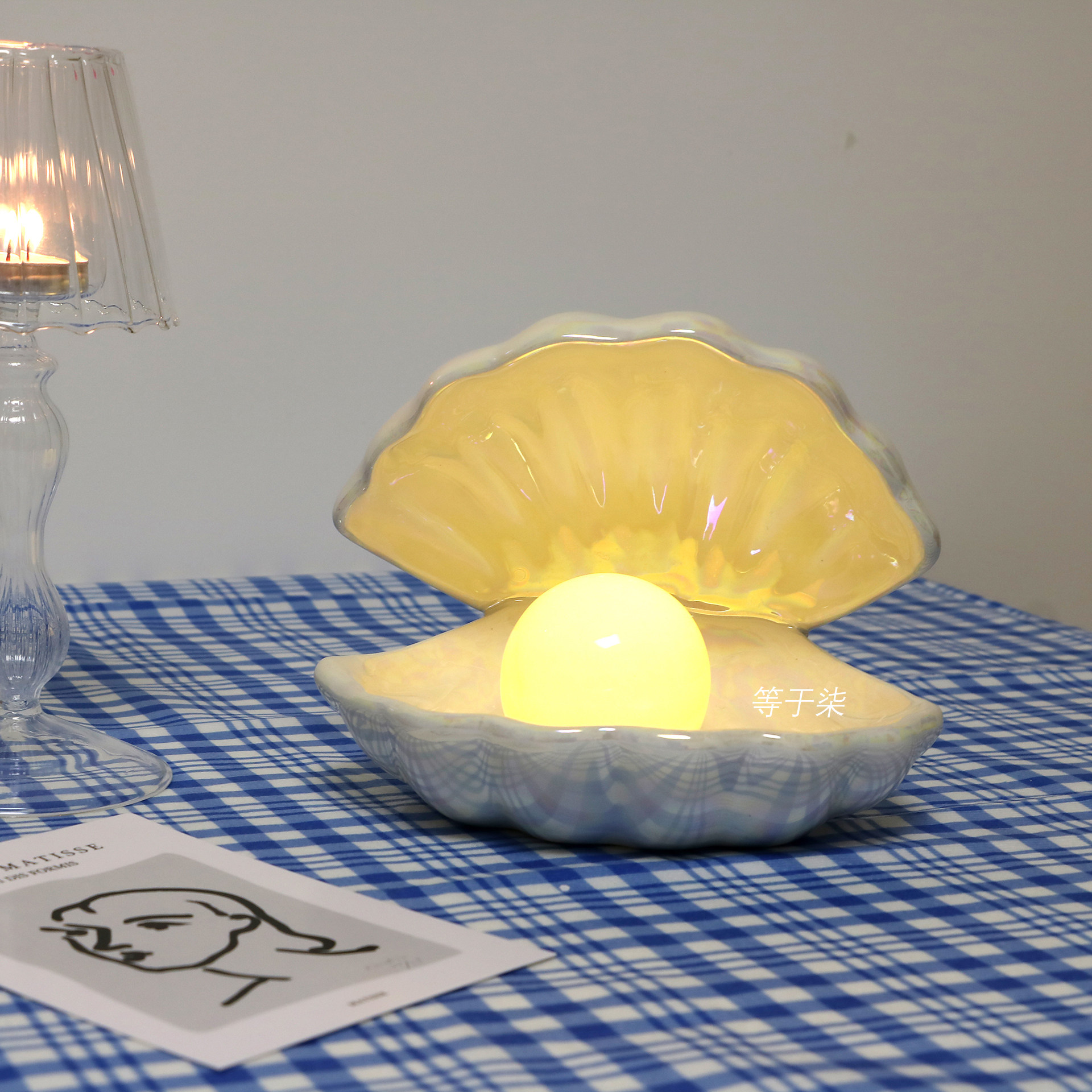 *等于柒*ins少女心梦幻陶瓷贝壳灯珍珠装饰小夜灯生日礼物送女友