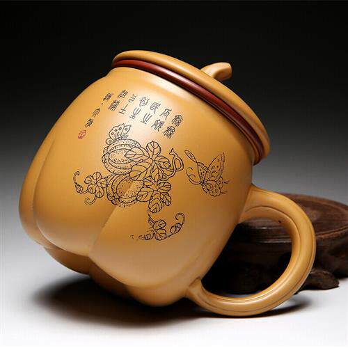 高档尊壶茶杯宜兴紫砂杯带过滤底托喝水杯子段泥四件套礼盒装南