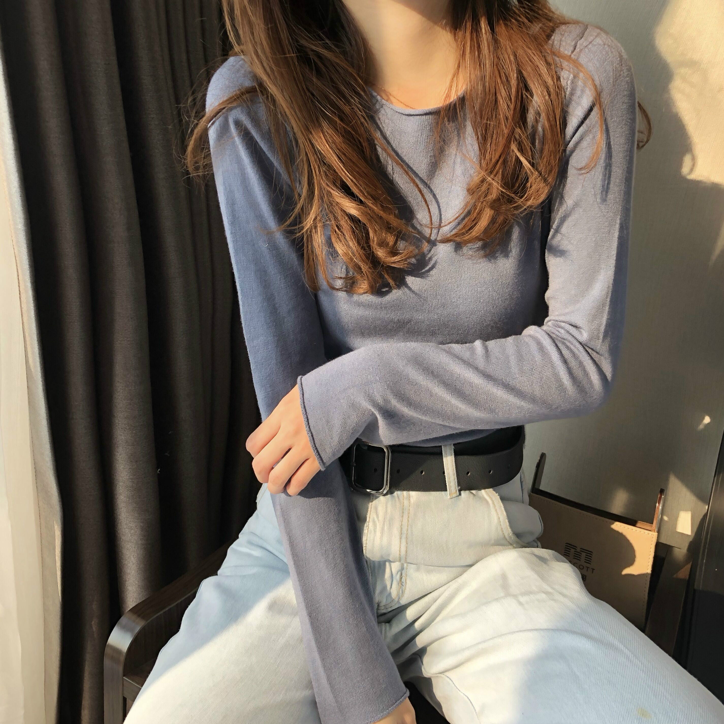 打底针织衫长袖女 低领