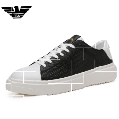 正品利登阿玛尼男鞋春季真h皮休闲鞋男士皮鞋韩版潮鞋子百搭板鞋