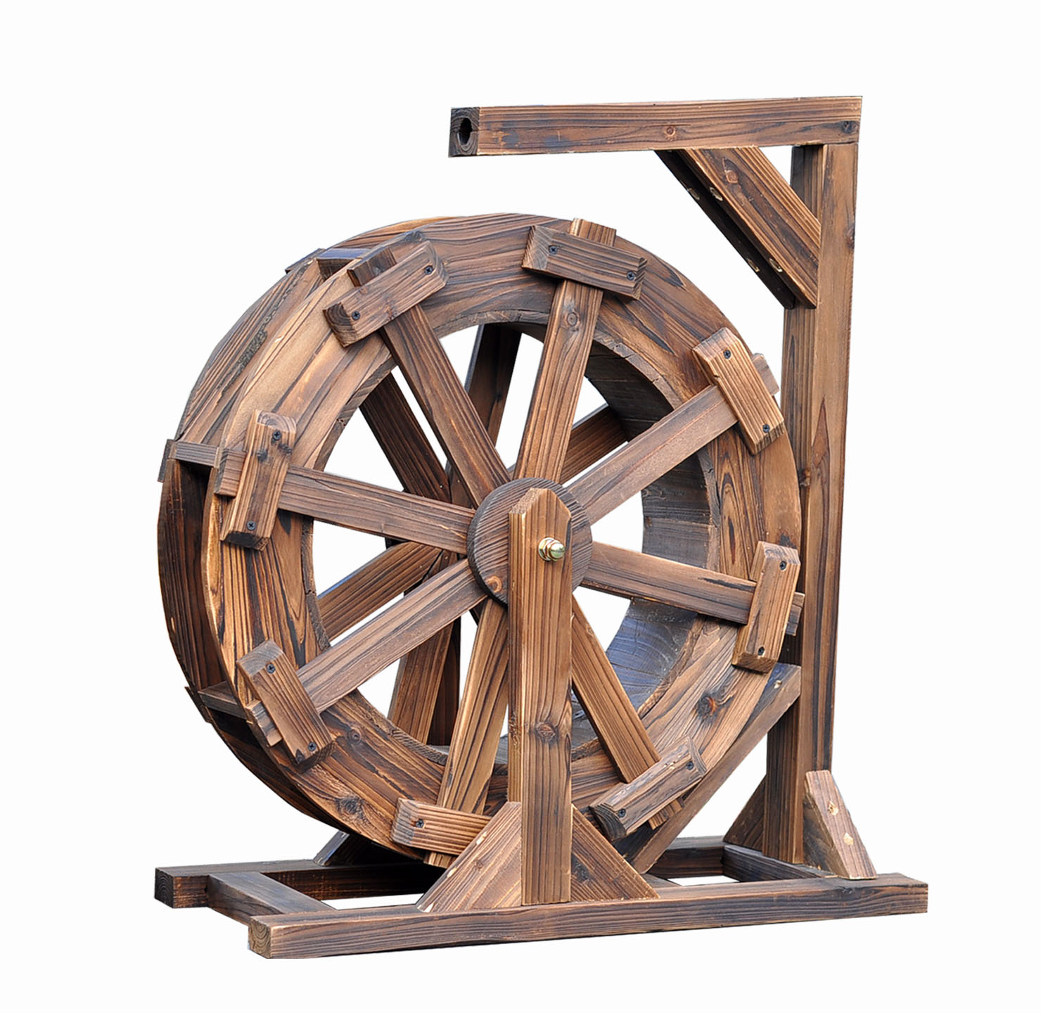 风水轮水车风车流水摆件鱼池鱼缸假山大中小型木制防腐木户外喷泉