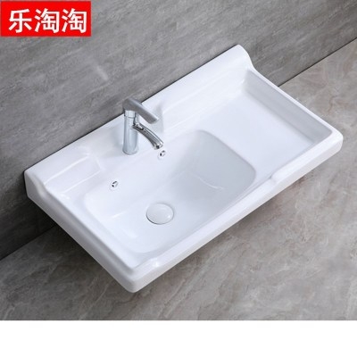 一体式陶瓷40宽台盆台中面盆洗手盆盘浴室柜半嵌入洗脸盆卫生间盆
