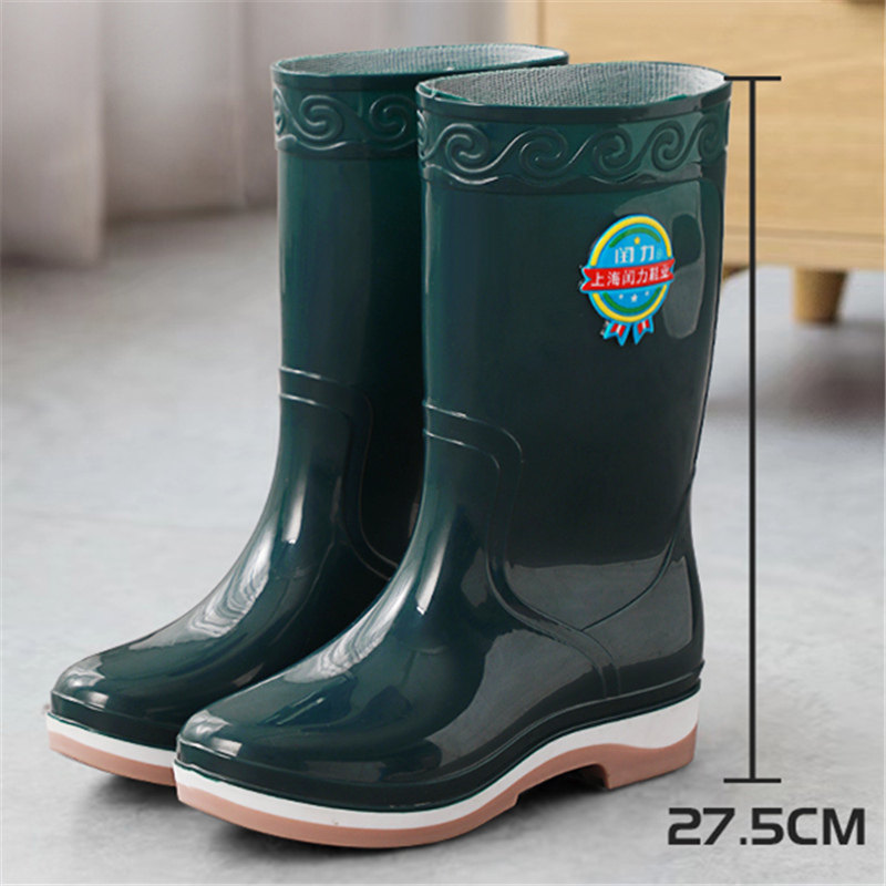 闰力韩国雨鞋女士夏季中筒冬加绒水产卖鱼的防水鞋雨靴水胶鞋外穿