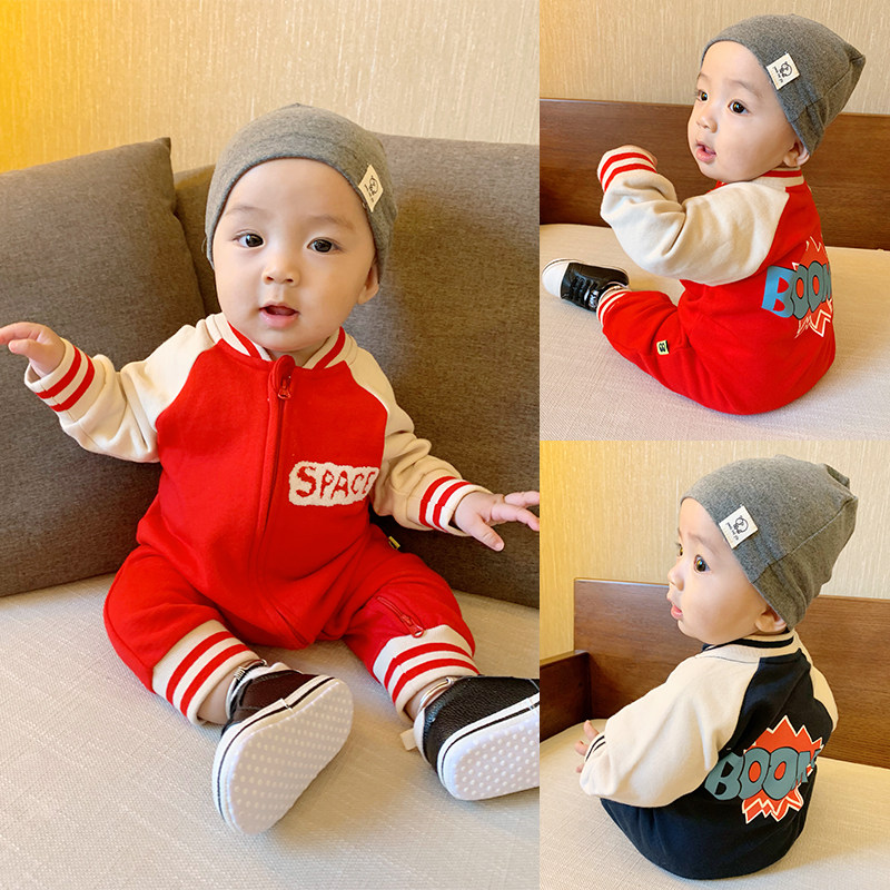 特价帅气男宝宝衣服_春秋童装男宝宝0-1岁婴儿衣服2帅气纯棉棒球服
